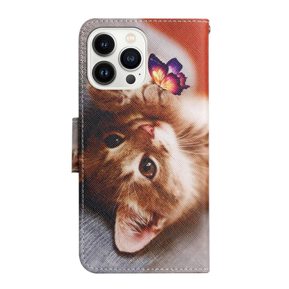 For iPhone 16 Pro Max 3D Colored Drawing Flip Leather Phone Case(Butterfly Cat) - iPhone 16 Pro Max Cases by buy2fix | Online Shopping UK | buy2fix