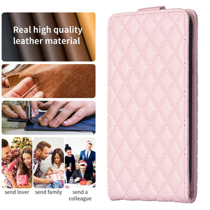 For Xiaomi 13 Diamond Lattice Vertical Flip Leather Phone Case(Pink) - 13 Cases by buy2fix | Online Shopping UK | buy2fix