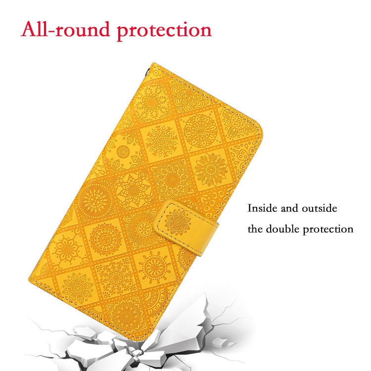 For iPhone 16 Pro Max Ethnic Style Embossed Pattern Leather Phone Case(Yellow) - iPhone 16 Pro Max Cases by buy2fix | Online Shopping UK | buy2fix