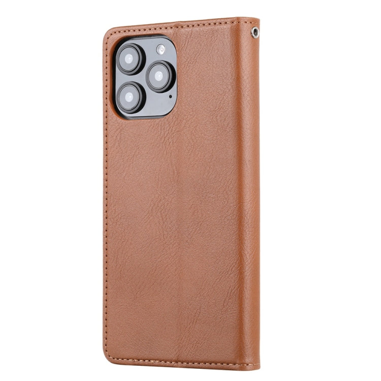 For iPhone 16 Pro Max Knead Skin Texture Flip Leather Phone Case(Brown) - iPhone 16 Pro Max Cases by buy2fix | Online Shopping UK | buy2fix