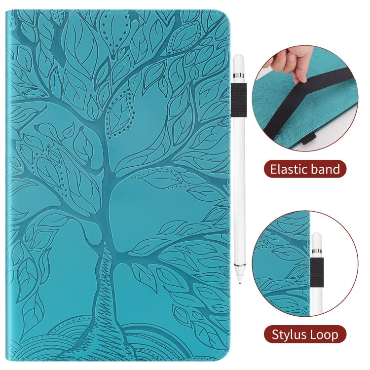 For Samsung Galaxy Tab S9 Ultra Life Tree Series Horizontal Flip Leather Tablet Case(Lake Blue) - Galaxy Tab S9 Ultra Cases by buy2fix | Online Shopping UK | buy2fix