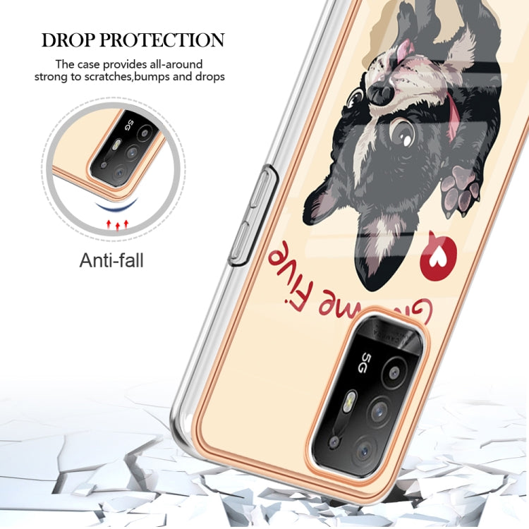 For OPPO A94 5G / A95 5G Electroplating Marble Dual-side IMD Phone Case(Lucky Dog) - OPPO Cases by buy2fix | Online Shopping UK | buy2fix