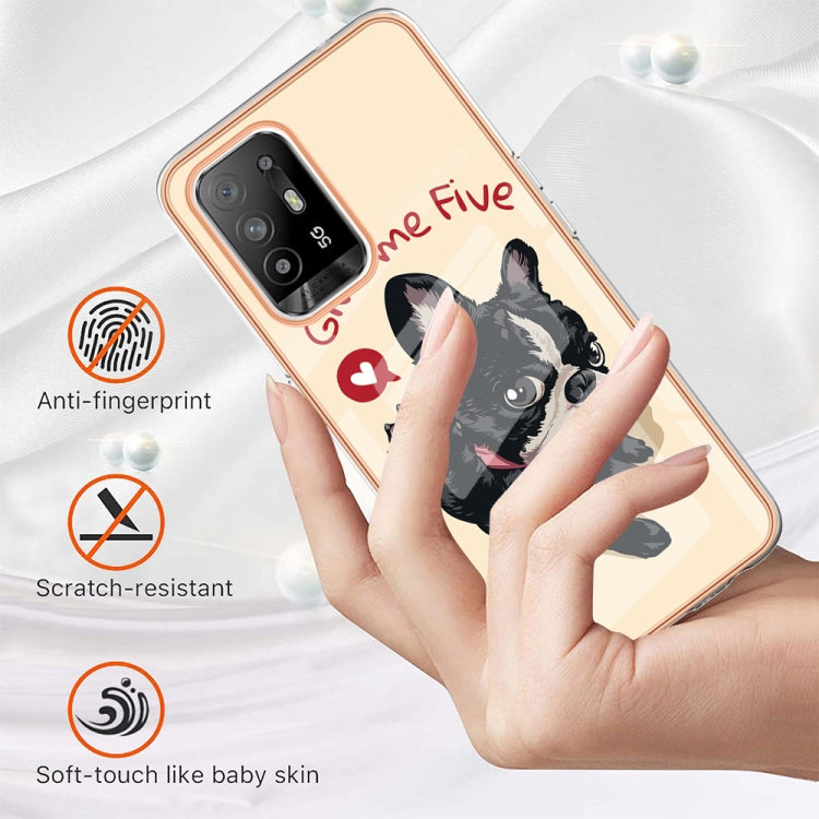 For OPPO A94 5G / A95 5G Electroplating Marble Dual-side IMD Phone Case(Lucky Dog) - OPPO Cases by buy2fix | Online Shopping UK | buy2fix