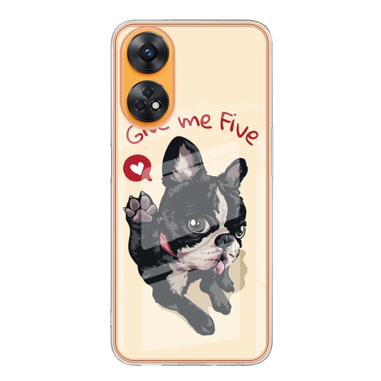 For OPPO Reno8 T 4G Electroplating Marble Dual-side IMD Phone Case(Lucky Dog) - OPPO Cases by buy2fix | Online Shopping UK | buy2fix
