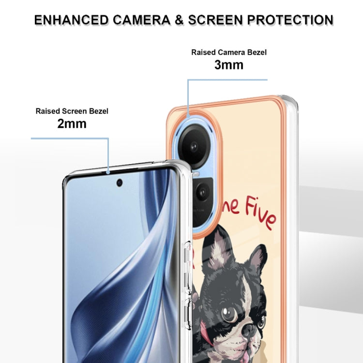 For OPPO Reno10 5G Global Electroplating Marble Dual-side IMD Phone Case(Lucky Dog) - OPPO Cases by buy2fix | Online Shopping UK | buy2fix
