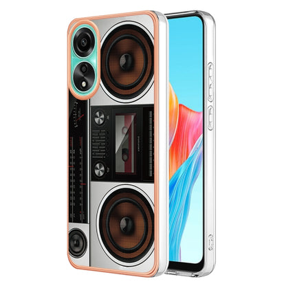 For OPPO A78 4G Electroplating Marble Dual-side IMD Phone Case(Retro Radio) - OPPO Cases by buy2fix | Online Shopping UK | buy2fix