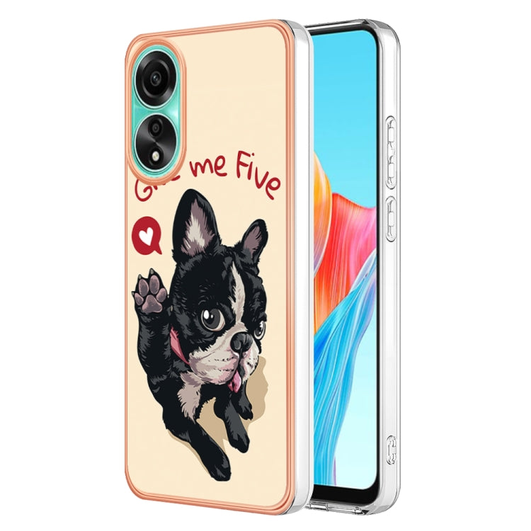 For OPPO A78 4G Electroplating Marble Dual-side IMD Phone Case(Lucky Dog) - OPPO Cases by buy2fix | Online Shopping UK | buy2fix