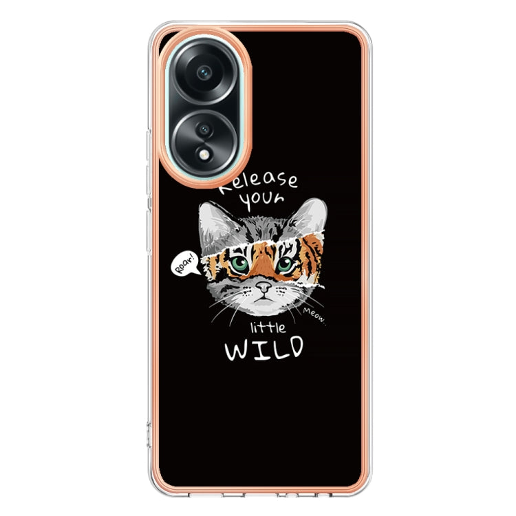 For OPPO A58 4G Electroplating Marble Dual-side IMD Phone Case(Natural Growth) - OPPO Cases by buy2fix | Online Shopping UK | buy2fix