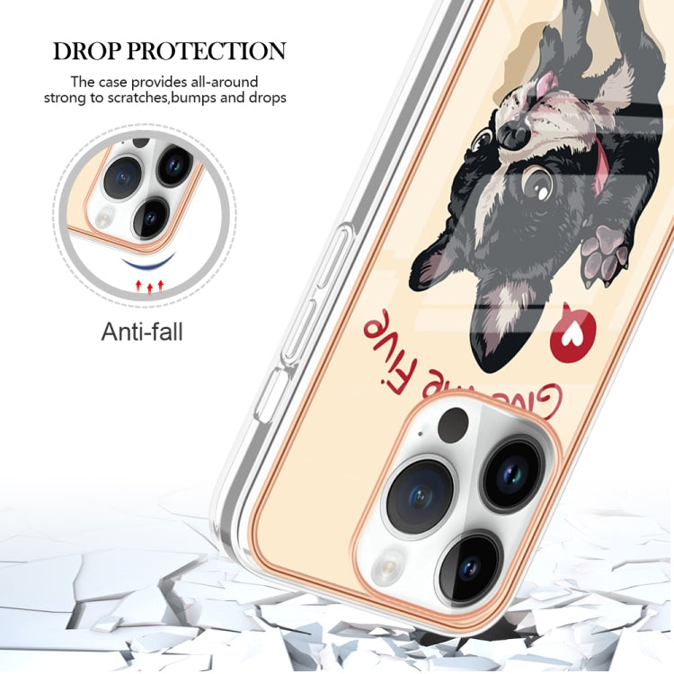 For iPhone 16 Pro Max Electroplating Marble Dual-side IMD Phone Case(Lucky Dog) - iPhone 16 Pro Max Cases by buy2fix | Online Shopping UK | buy2fix