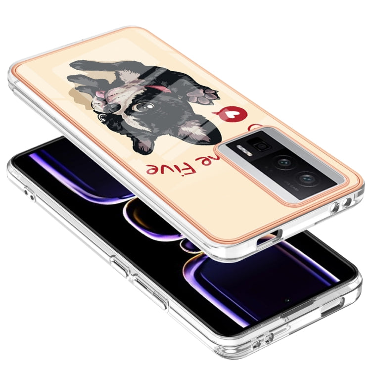 For Xiaomi Poco F5 Pro 5G / Redmi K60 Electroplating Marble Dual-side IMD Phone Case(Lucky Dog) - Xiaomi Cases by buy2fix | Online Shopping UK | buy2fix