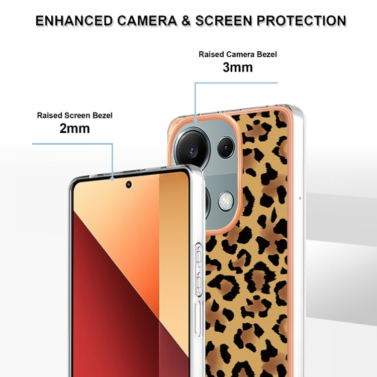 For Xiaomi Redmi Note 13 Pro 4G/Poco M6 Pro 4G Electroplating Marble Dual-side IMD Phone Case(Leopard Print) - Note 13 Pro Cases by buy2fix | Online Shopping UK | buy2fix