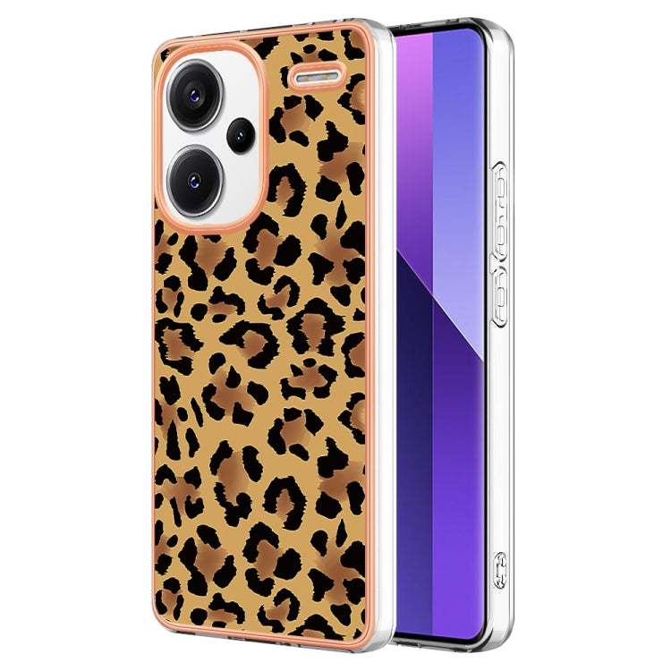 For Xiaomi Redmi Note 13 Pro+ 5G Electroplating Marble Dual-side IMD Phone Case(Leopard Print) - Note 13 Pro+ Cases by buy2fix | Online Shopping UK | buy2fix