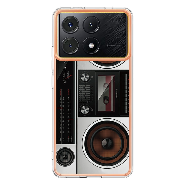 For Xiaomi Poco X6 Pro / Redmi K70E Electroplating Marble Dual-side IMD Phone Case(Retro Radio) - K70E Cases by buy2fix | Online Shopping UK | buy2fix