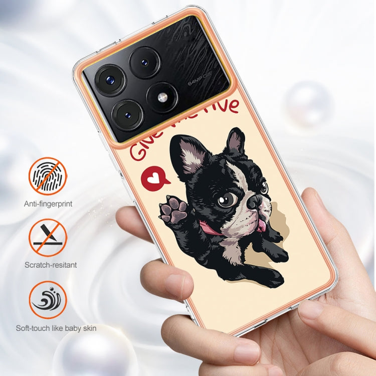 For Xiaomi Poco X6 Pro / Redmi K70E Electroplating Marble Dual-side IMD Phone Case(Lucky Dog) - K70E Cases by buy2fix | Online Shopping UK | buy2fix