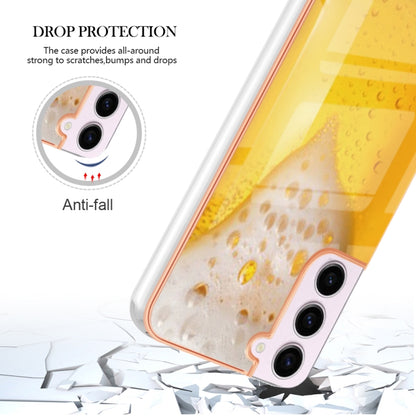 For Samsung Galaxy S22 5G Electroplating Marble Dual-side IMD Phone Case(Draft Beer) - Galaxy S22 5G Cases by buy2fix | Online Shopping UK | buy2fix