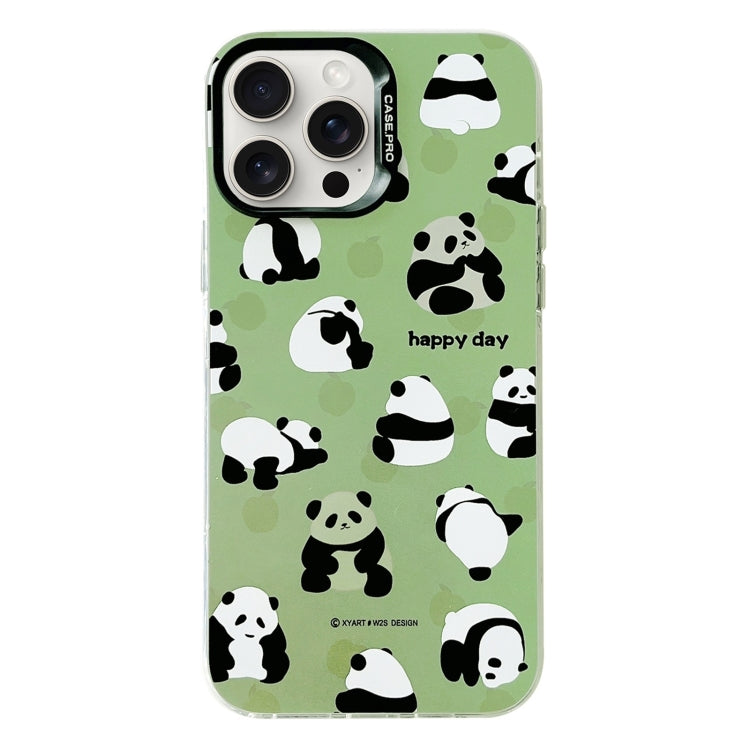 For iPhone 16 Pro Electroplated Silver Series PC Protective Phone Case(Green Panda) - iPhone 16 Pro Cases by buy2fix | Online Shopping UK | buy2fix