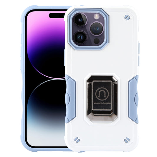 For iPhone 15 Pro Max Ring Holder Non-slip Shockproof Armor Phone Case(White) - iPhone 15 Pro Max Cases by buy2fix | Online Shopping UK | buy2fix