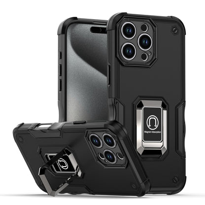 For iPhone 16 Pro Max Ring Holder Non-slip Shockproof Armor Phone Case(Black) - iPhone 16 Pro Max Cases by buy2fix | Online Shopping UK | buy2fix