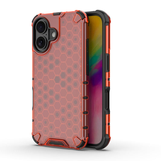 For iPhone 16 Plus Honeycomb Shockproof Phone Case(Red) - iPhone 16 Plus Cases by buy2fix | Online Shopping UK | buy2fix