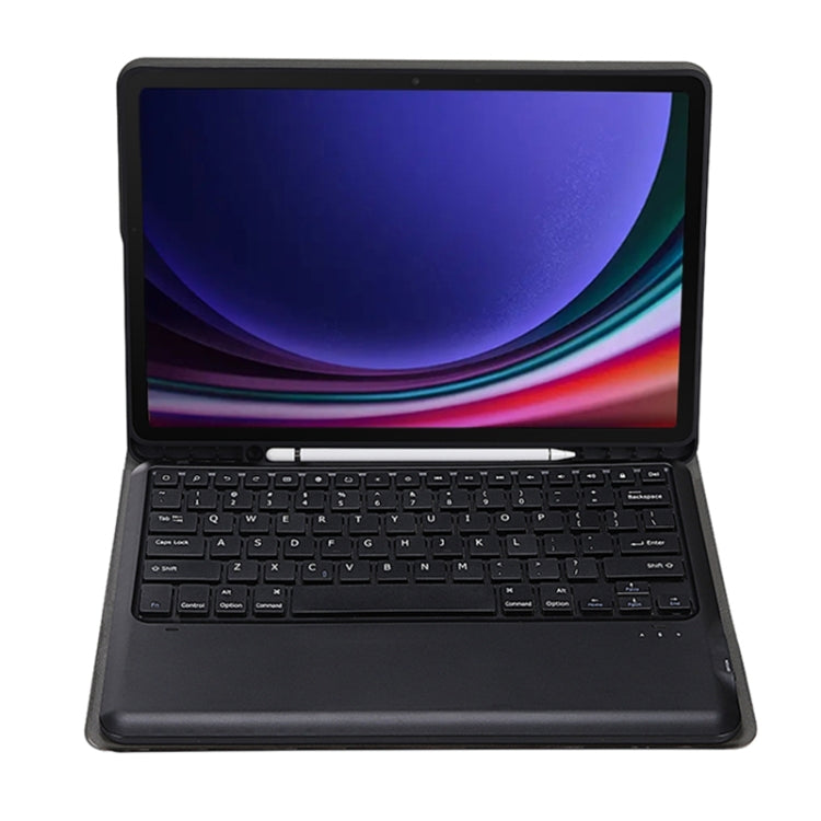 For Samsung Galaxy Tab S9 FE+ A810B Pen Slot Detachable Bluetooth Keyboard Leather Tablet Case(Black) - Samsung Keyboard by buy2fix | Online Shopping UK | buy2fix