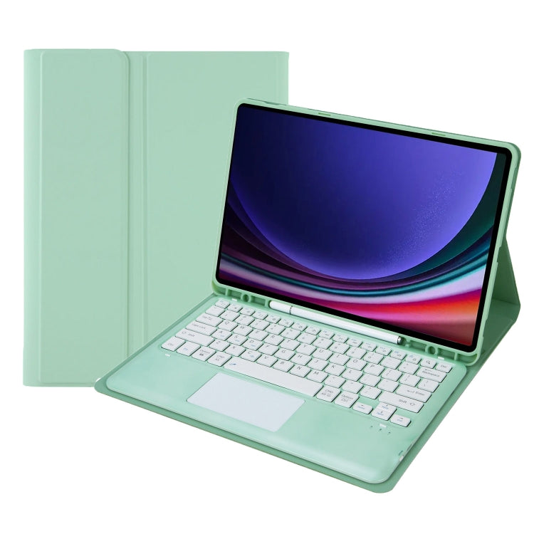 For Samsung Galaxy Tab S9 FE+ A810B-A Touch Pad Detachable Bluetooth Keyboard Leather Tablet Case(Mint Green) - Samsung Keyboard by buy2fix | Online Shopping UK | buy2fix