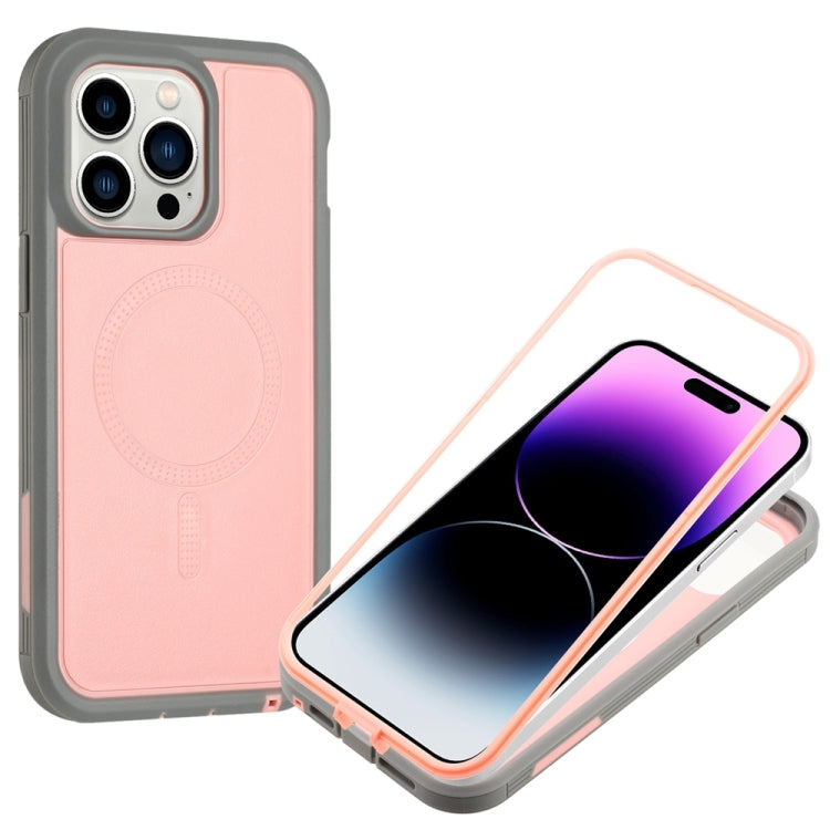 For iPhone 14 Pro Defender Series XT MagSafe Magnetic PC + TPU Shockproof Phone Case(Pink+Grey) - iPhone 14 Pro Cases by buy2fix | Online Shopping UK | buy2fix