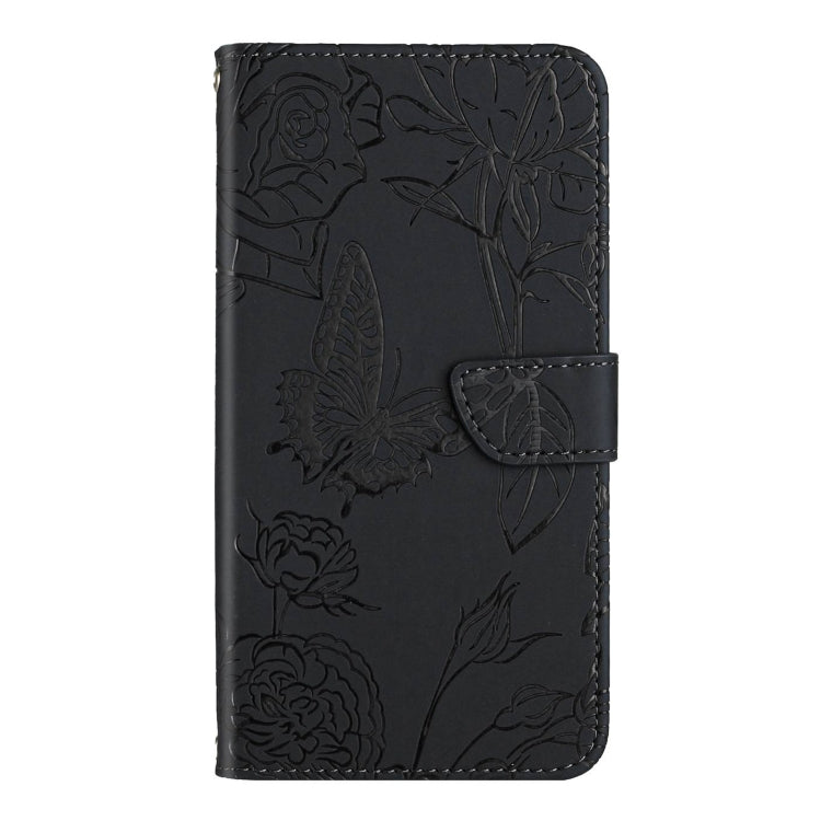 For Motorola Edge 5G 2024 HT03 Skin Feel Butterfly Embossed Flip Leather Phone Case(Black) - Motorola Cases by buy2fix | Online Shopping UK | buy2fix