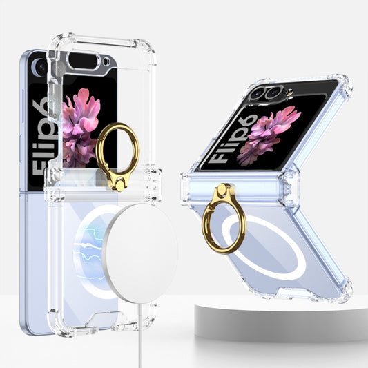 For Samsung Galaxy Z Flip6 GKK MagSafe Airbag Hinge Shockproof Phone Case with Ring Holder(Transparent) - Galaxy Z Flip6 5G Cases by GKK | Online Shopping UK | buy2fix