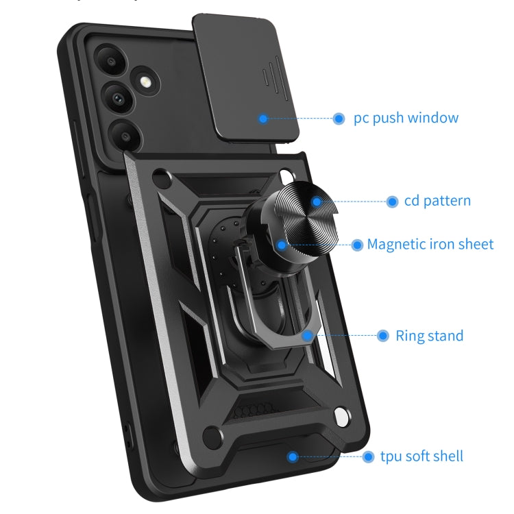 For Samsung Galaxy A15 Sliding Camera Cover Design TPU+PC Phone Case(Black) - Galaxy Phone Cases by buy2fix | Online Shopping UK | buy2fix