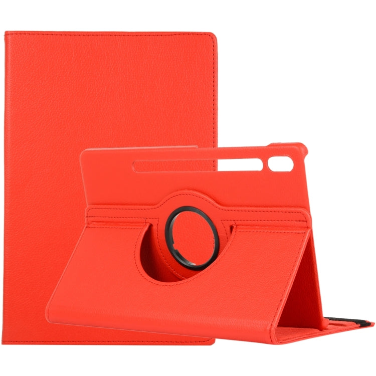 For Samsung Galaxy Tab S9+ 360 Degrees Rotation Holder Litchi Texture Leather Tablet Case(Red) - Galaxy Tab S9+ Cases by buy2fix | Online Shopping UK | buy2fix