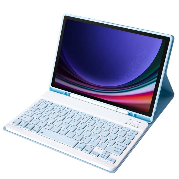 For Samsung Galaxy Tab S9 A710B Candy Color TPU Bluetooth Keyboard Leather Tablet Case with Pen Holder(Ice Blue) - Samsung Keyboard by buy2fix | Online Shopping UK | buy2fix