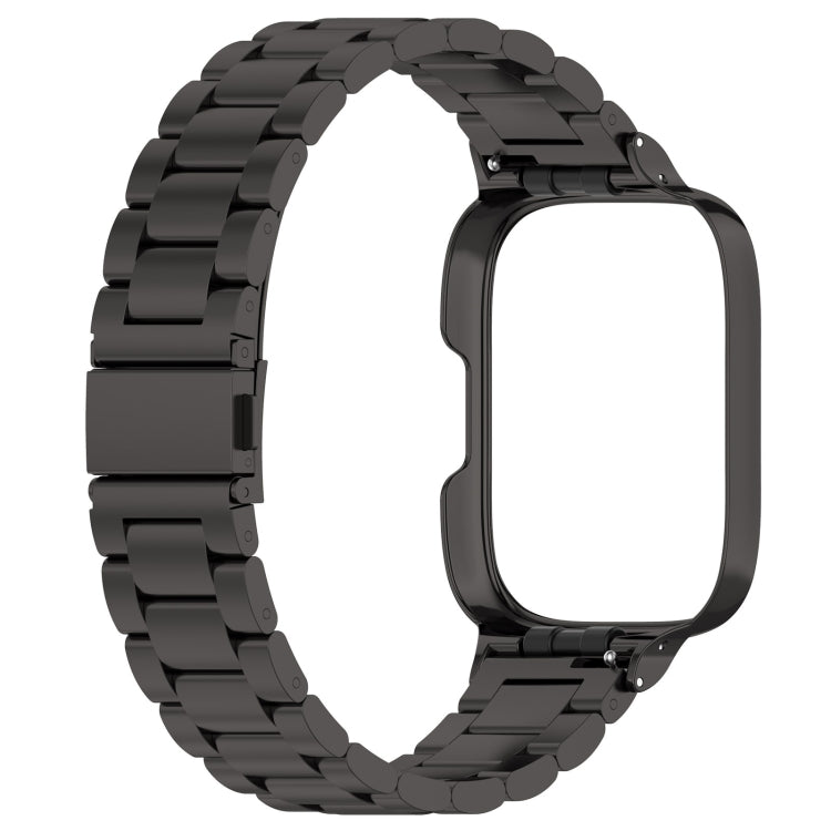 For Redmi Watch 3 Lite / Watch 3 Active 2 in 1 Three-bead Metal Watch Band with Watch Frame(Black) - Watch Bands by buy2fix | Online Shopping UK | buy2fix