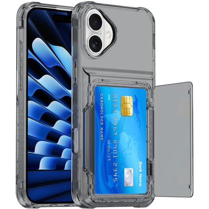 For iPhone 16 Plus Crystal Clear Flip Card Slot Phone Case(Transparent Black) - iPhone 16 Plus Cases by buy2fix | Online Shopping UK | buy2fix