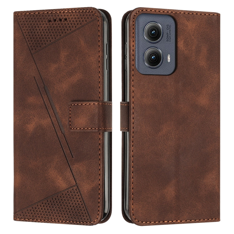 For Motorola Edge 2024 Dream Triangle Leather Phone Case with Lanyard(Brown) - Motorola Cases by buy2fix | Online Shopping UK | buy2fix