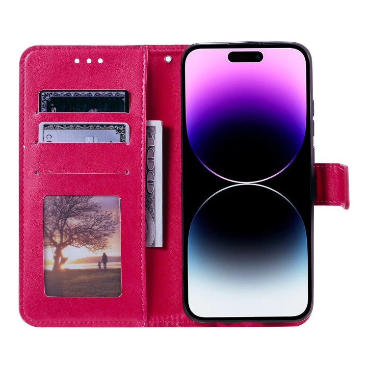 For iPhone 16 Totem Flower Embossed Leather Phone Case(Red) - iPhone 16 Cases by buy2fix | Online Shopping UK | buy2fix