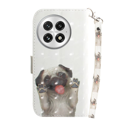 For OnePlus 13 3D Colored Horizontal Flip Leather Phone Case(Pug) - OnePlus Cases by buy2fix | Online Shopping UK | buy2fix