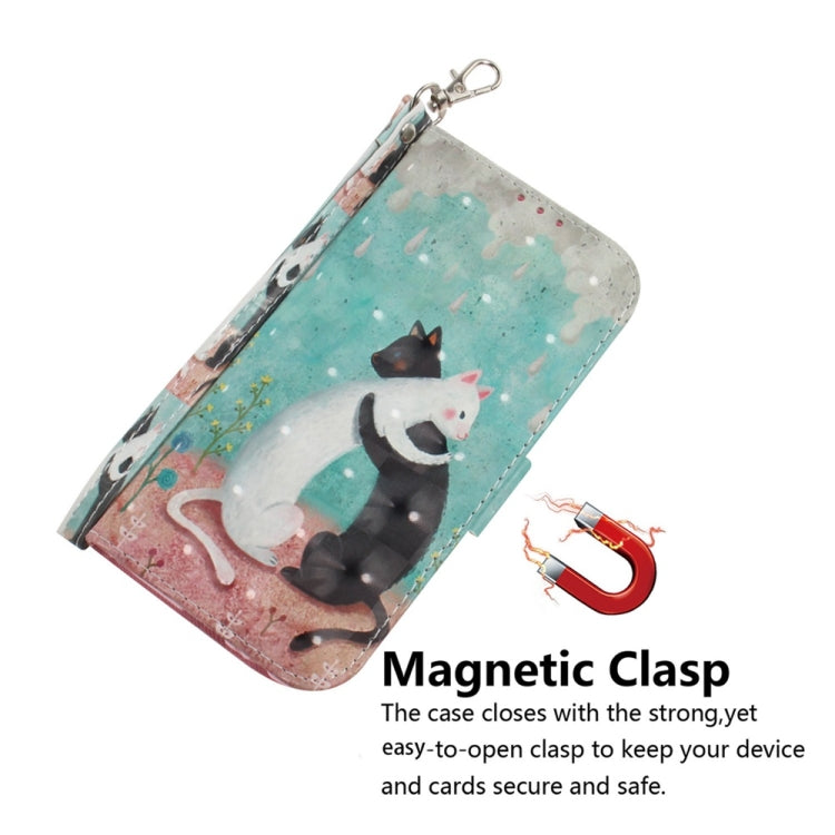 For OnePlus 13 3D Colored Horizontal Flip Leather Phone Case(Black White Cat) - OnePlus Cases by buy2fix | Online Shopping UK | buy2fix