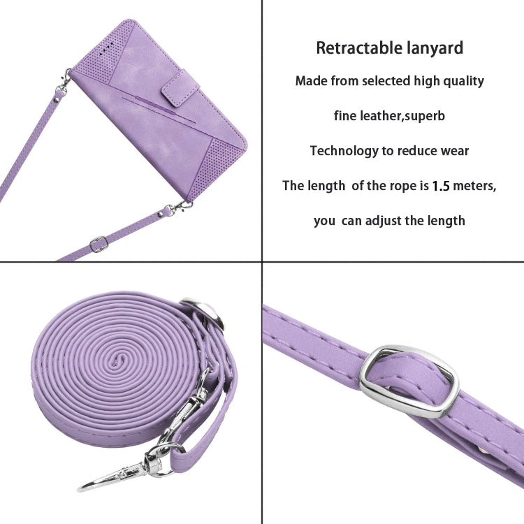 For OnePlus 12 Dream Triangle Leather Phone Case with Lanyard(Purple) - OnePlus Cases by buy2fix | Online Shopping UK | buy2fix