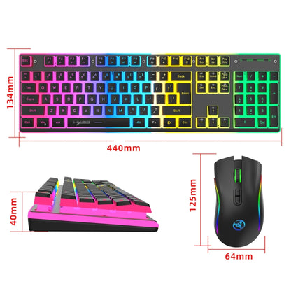 HXSJ L96 2.4G Wireless RGB Backlit Keyboard and Mouse Set 104 Pudding Key Caps + 4800DPI Mouse(White) - Wireless Keyboard by HXSJ | Online Shopping UK | buy2fix