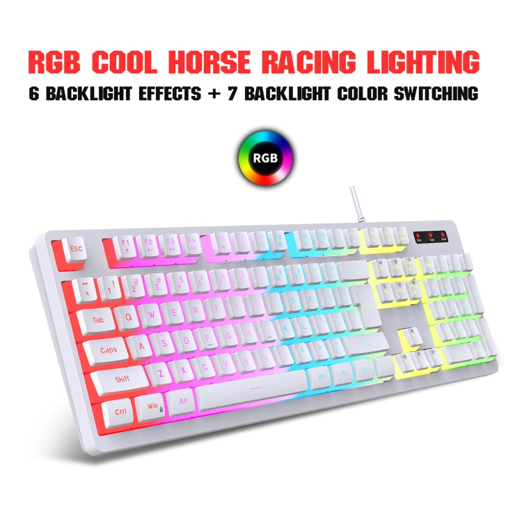 HXSJ L200+X100 Wired RGB Backlit Keyboard and Mouse Set 104 Pudding Key Caps + 3600DPI Mouse(Black) - Wired Keyboard by HXSJ | Online Shopping UK | buy2fix