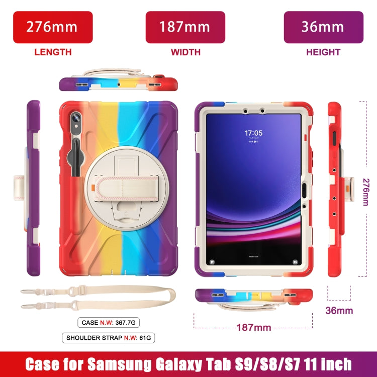 For Samsung Galaxy Tab S9 / S8 / S7 Rotary Handle Grab TPU + PC Tablet Case(Colorful Red) - Galaxy Tab S9 Cases by buy2fix | Online Shopping UK | buy2fix