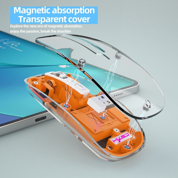 HXSJ T900 Transparent Magnet Three-mode Wireless Gaming Mouse(Blue) - Wireless Mice by HXSJ | Online Shopping UK | buy2fix