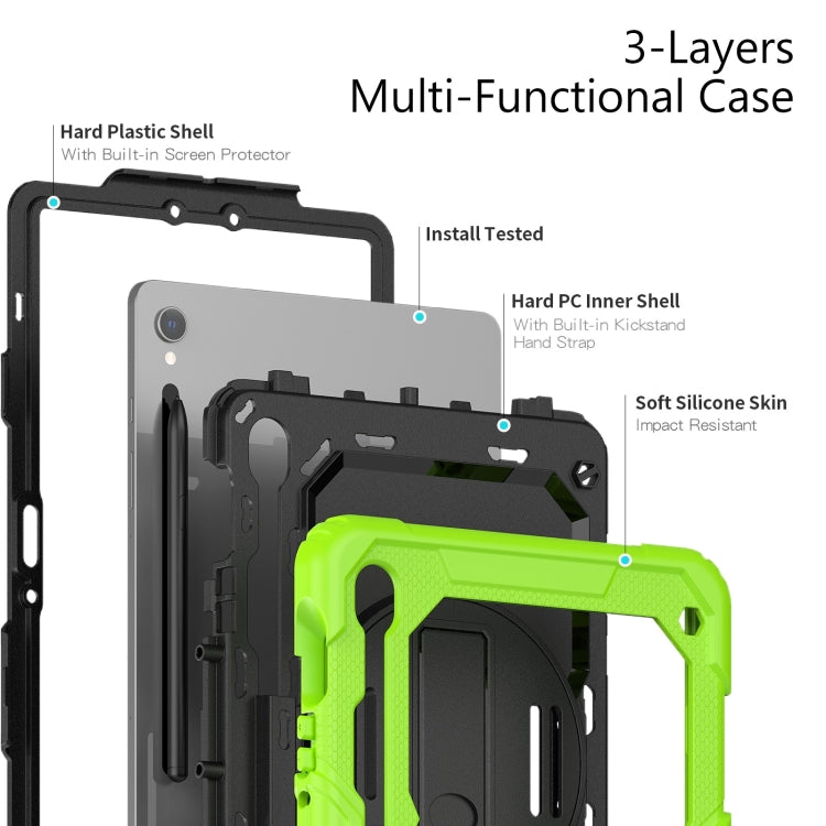 For Samsung Galaxy Tab S9 / S9 FE Silicone + PC Tablet Case(Yellow Green+Black) - Galaxy Tab S9 Cases by buy2fix | Online Shopping UK | buy2fix