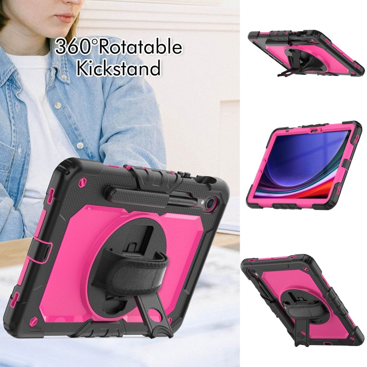 For Samsung Galaxy Tab S9 / S9 FE Silicone + PC Tablet Case(Black+Rose Red) - Galaxy Tab S9 Cases by buy2fix | Online Shopping UK | buy2fix