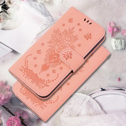 For OnePlus 13 Butterfly Rose Embossed Leather Phone Case(Pink) - OnePlus Cases by buy2fix | Online Shopping UK | buy2fix