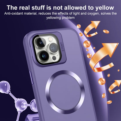 For iPhone 15 Plus Skin Feel CD Texture MagSafe Lens Holder Phone Case(Dark Purple) - iPhone 15 Plus Cases by buy2fix | Online Shopping UK | buy2fix