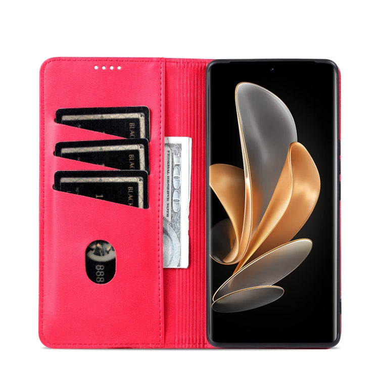 For OPPO Reno12 F 4G AZNS Magnetic Calf Texture Flip Leather Phone Case(Red) - Reno12 F Cases by AZNS | Online Shopping UK | buy2fix