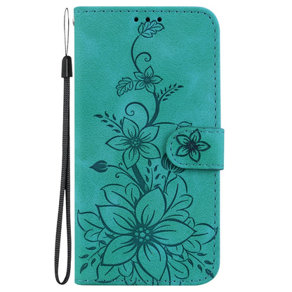 For Google Pixel 9 Pro Lily Embossed Leather Phone Case(Green) - Google Cases by buy2fix | Online Shopping UK | buy2fix
