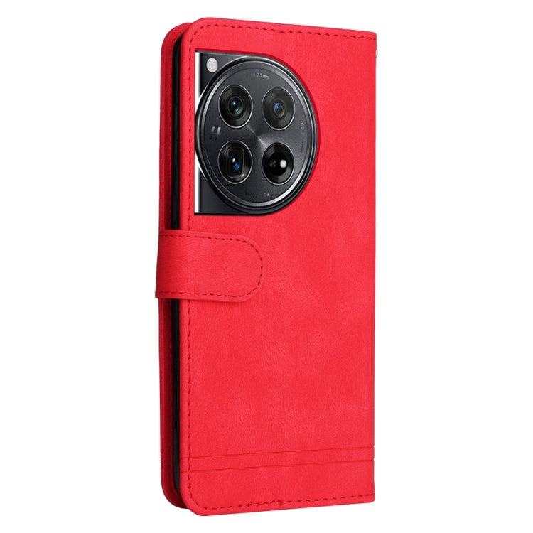 For OnePlus 12 Skin Feel Life Tree Metal Button Leather Phone Case(Red) - OnePlus Cases by buy2fix | Online Shopping UK | buy2fix