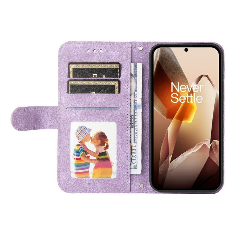 For OnePlus 13 Skin Feel Life Tree Metal Button Leather Phone Case(Purple) - OnePlus Cases by buy2fix | Online Shopping UK | buy2fix